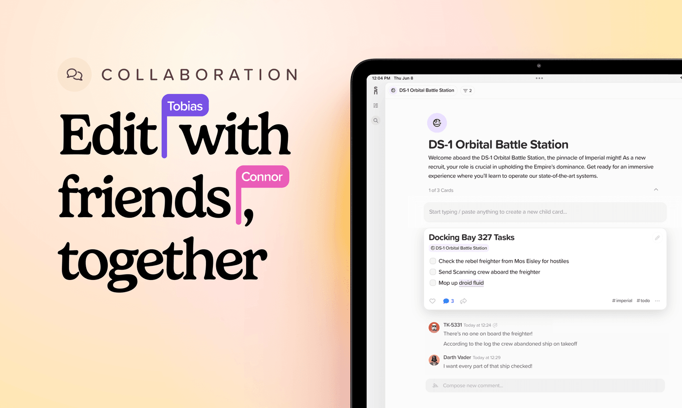 Edit cards in real-time with friends and see their cursors