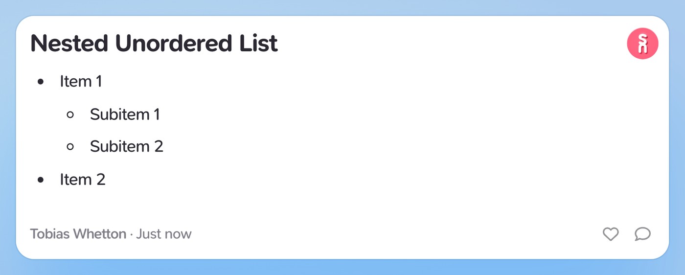 Nested Unordered List