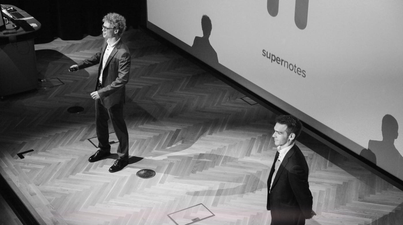 Tobias and Connor presenting Supernotes back in 2018